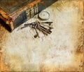 Bible Watch and Keys on a Grunge Background Royalty Free Stock Photo