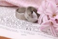 Bible and wedding rings Royalty Free Stock Photo