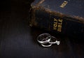 Bible with Wedding Rings Royalty Free Stock Photo