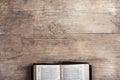 Bible on a wooden desk Royalty Free Stock Photo