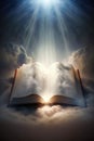 The Bible the Word of God the Gospel in the Clouds of Heaven Way to Salvation Generative AI Illustration Royalty Free Stock Photo