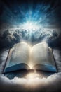 The Bible the Word of God the Gospel in the Clouds of Heaven Way to Salvation Generative AI Illustration Royalty Free Stock Photo