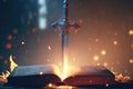 The Bible Word of God Sword of Fire the Gospel of Salvation Generative AI Illustration Royalty Free Stock Photo