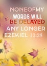 Bible words " None of my words will be delated any longer Ezekiel 12:28