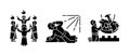 Biblical characters black glyph icons set on white space