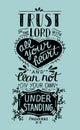 Biblical hand lettering Trust in the Lord with your heart.