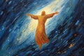 Biblical illustration of the Ascension of Jesus Christ - AI Generated