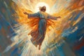 Biblical illustration of the Ascension of Jesus Christ - AI Generated Royalty Free Stock Photo