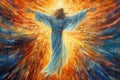 Biblical illustration of the Ascension of Jesus Christ - AI Generated