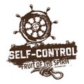 Biblical illustration. Christian lettering. Fruit of the spirit - self-control. Galatians 5:23.