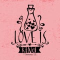 Biblical illustration. Christian typographic. Love is kind, 1 Corinthians 13:4.