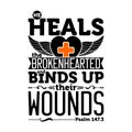 Biblical illustration. He heals the brokenhearted and binds up their wounds