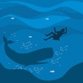 Biblical illustration. Jonah in the sea abyss, the whale swallowed it Royalty Free Stock Photo