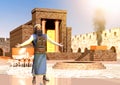 Biblical Jewish Priest Standing In Front Of King Solomon`s Temple Royalty Free Stock Photo