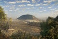 Biblical Mount Tavor and the Arab village Royalty Free Stock Photo