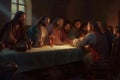 A biblical religious concept from the life of Jesus Christ, God. Last Supper, 12 Apostles, faith, Bible. Secret Supper