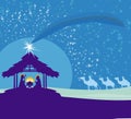 Biblical scene - birth of Jesus in Bethlehem. Royalty Free Stock Photo