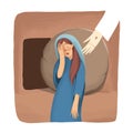 Biblical Story about resurrection, Mary stand near the empty tomb and cry, but doesn `t see Jesus Royalty Free Stock Photo