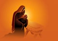 Biblical vector illustration series, Mary holding baby Jesus