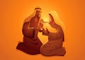 Mary and Joseph with baby Jesus Royalty Free Stock Photo