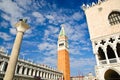 Biblioteca Marciana and St. Mark`s campanile at St. Mark`s square, Venice, Italy Royalty Free Stock Photo