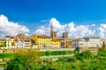 Biblioteca Nazionale Centrale di Firenze National Library and buildings on embankment promenade of Arno river