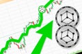 Bibox Token going up; Bibox Token BIX cryptocurrency price up; flying rate up success growth price chart Royalty Free Stock Photo