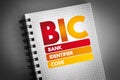 BIC - Bank Identifier Code acronym on notepad, business concept background