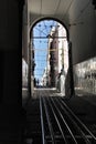 Bica elevator rails in Lisbon