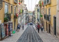 The Bica Funicular, sometimes known as the Elevador da Bica, Lisbon, Portugal Royalty Free Stock Photo