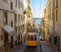 The Bica Funicular & x28;Ascensor da Bica& x29;, Lisbon, Portugal Royalty Free Stock Photo