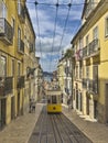 Bica tram, Funicular, Lisbon, Portugal - Traditional yellow tram in Lisbon, Portugal