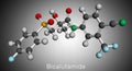 Bicalutamide molecule. It is nonsteroidal anti-androgen for prostate cancer. Molecular model. 3D rendering Royalty Free Stock Photo