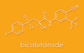 Bicalutamide prostate cancer drug anti-androgen molecule. Skeletal formula.