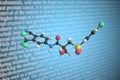 Bicalutamide scientific molecular model, 3D rendering