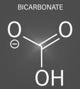 Bicarbonate anion molecule skeletal formula, chemical structure.