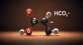 Bicarbonate Ion Molecular Structure and Chemical Formula Royalty Free Stock Photo