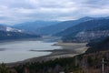 Bicaz lake with little water, dried out from drought.