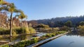 Bicentenario park in Santiago de chile with a lake sunset