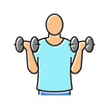 bicep curls arm fitness exercise color icon vector illustration