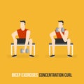 Bicep Exercises. Concentration Curl Royalty Free Stock Photo