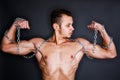 Biceps with chains Royalty Free Stock Photo