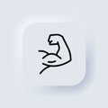 Biceps icon. Strong arm. Muscular bodybuilder pose. Elements for mobile concepts and web apps. Neumorphic UI UX white user Royalty Free Stock Photo