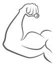 Biceps icon. Strong hand muscle in outline style Royalty Free Stock Photo