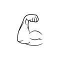 Biceps muscle arm, vector illustration line style and flat design Royalty Free Stock Photo