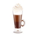 Bicerin.A coffee drink made from chocolate, coffee and whipped cream. Layered coffee dessert.