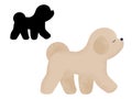 Bichon Frise Dog Breed in Cartoon and Outline
