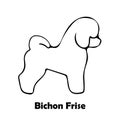 Bichon Frise Dog silhouette and breed name on white background. Logotype vector illustration