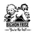 Bichon Frise in jump - Dog Happy Face Paw Puppy Pup Pet Clip Art K-9 Cop Police Logo SVG PNG Clipart Vector Cricut Cut
