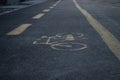 Bicicle lane in the closeup Royalty Free Stock Photo